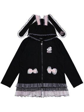 NEW ACDC RAG X Hanyo Usagi Chax Bunny Black Zip Up Hoodie